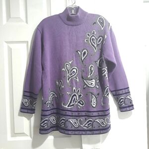 Vintage Marisa Christina knit  purple paisley print size Medium